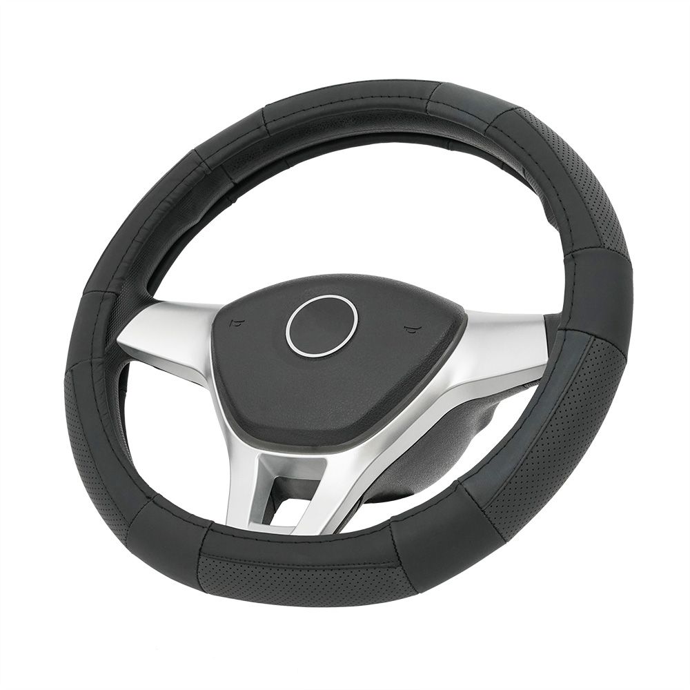 Leather steering wheel cover