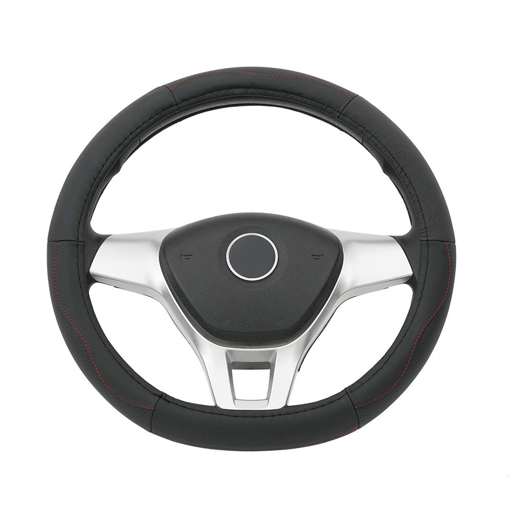 Leather steering wheel cover