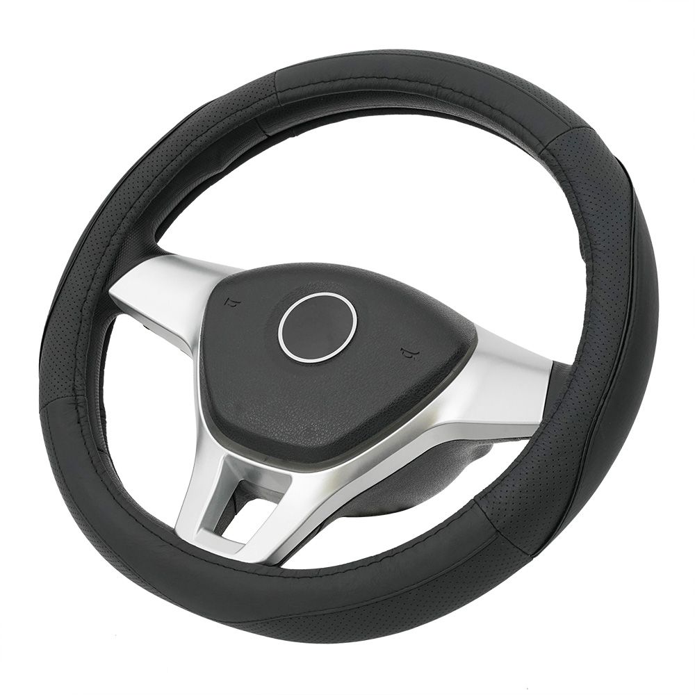 Leather steering wheel cover