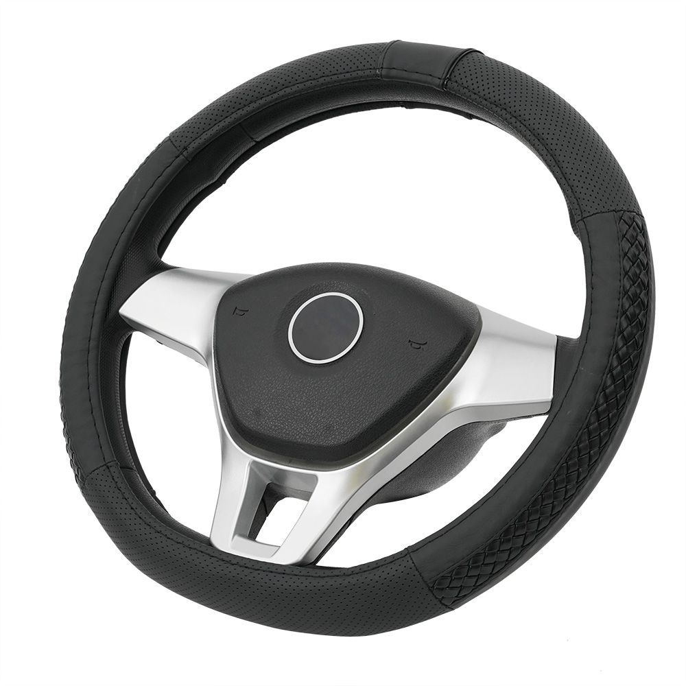 Leather steering wheel cover