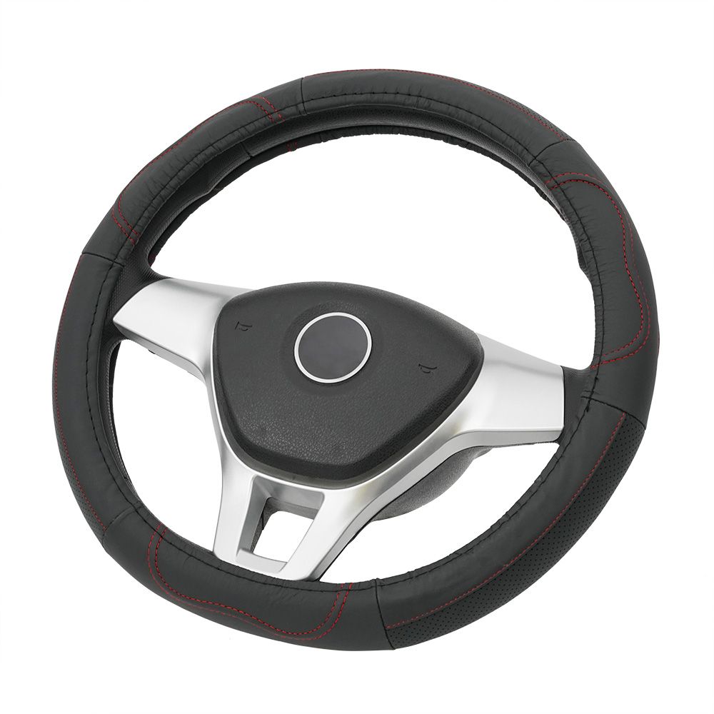 Leather steering wheel cover