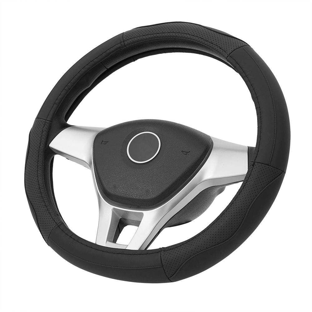 Leather steering wheel cover