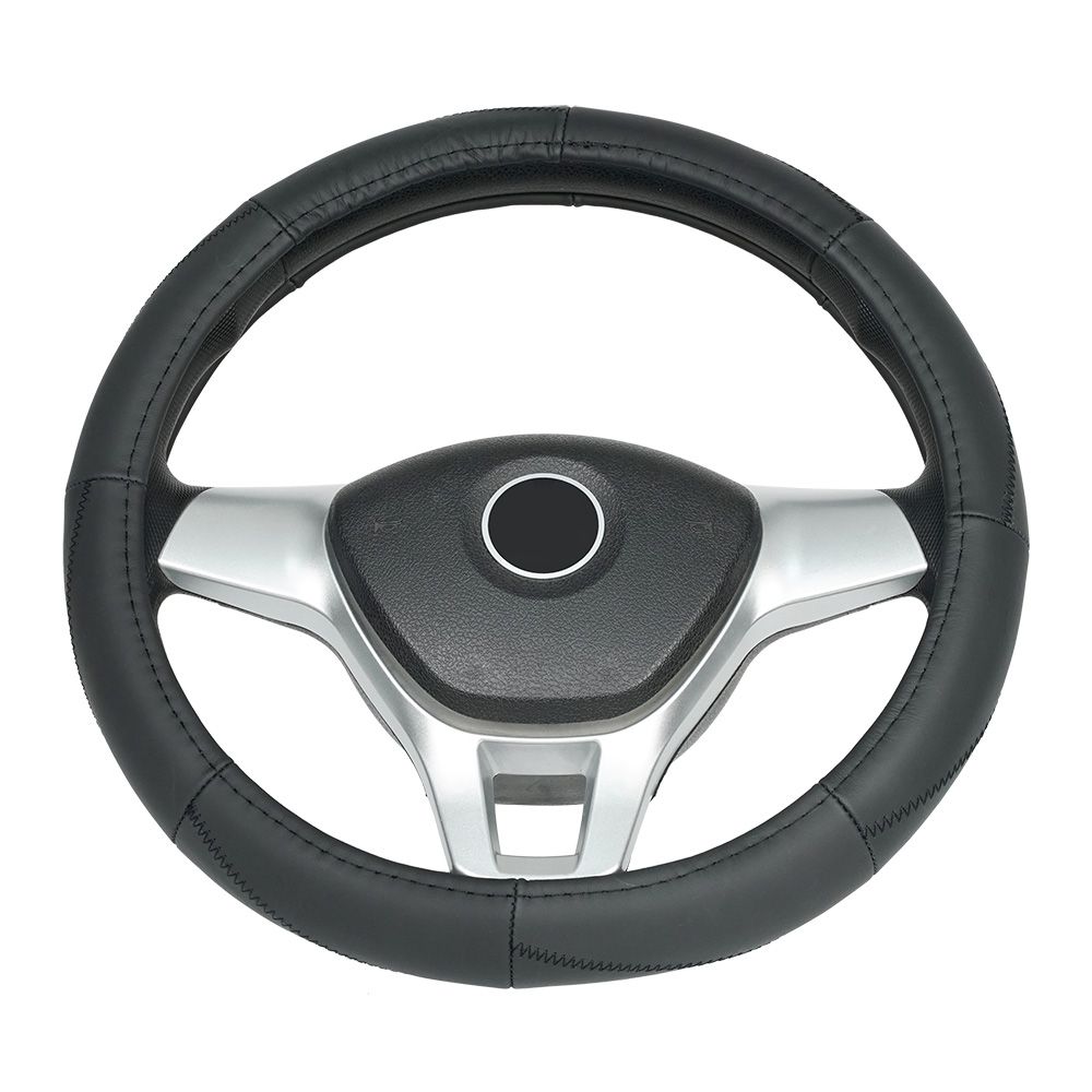 Leather steering wheel cover