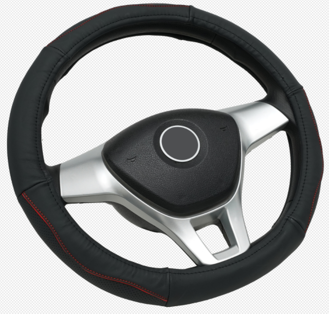 Leather steering wheel cover