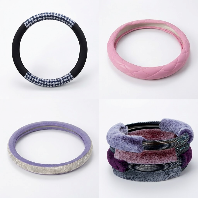 Custom steering wheel covers in different colors, materials, and designs for OEM and ODM